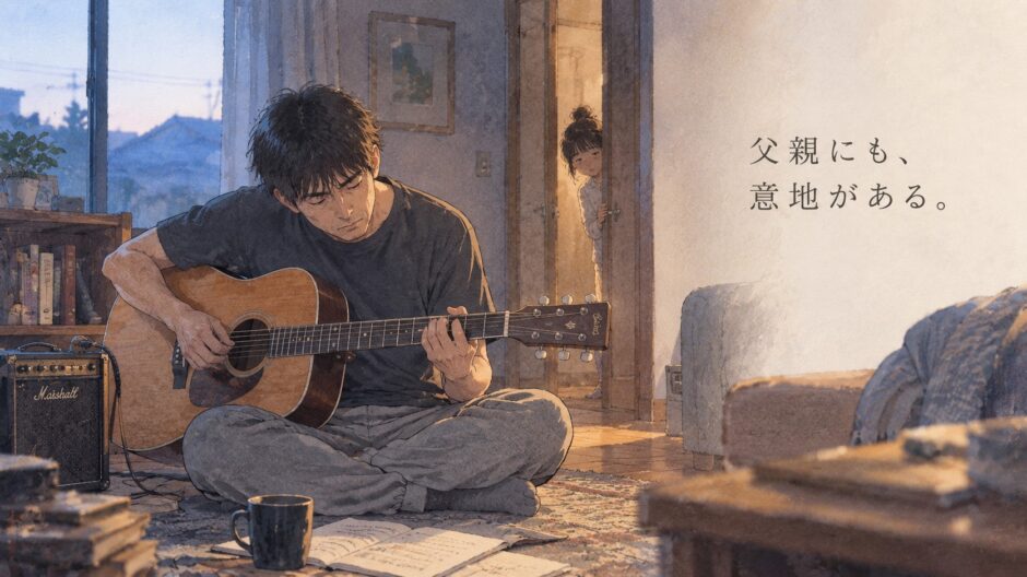 ギターを弾く父