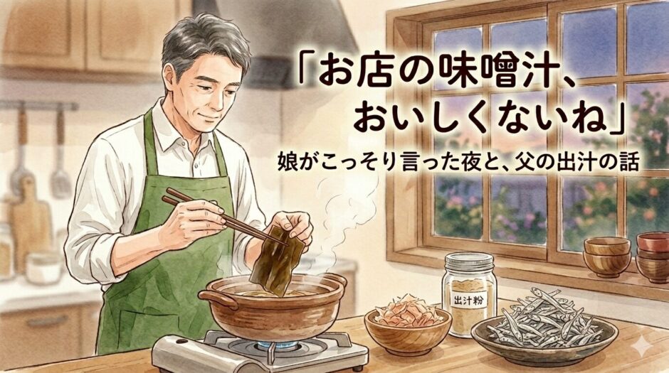 出汁をとる父