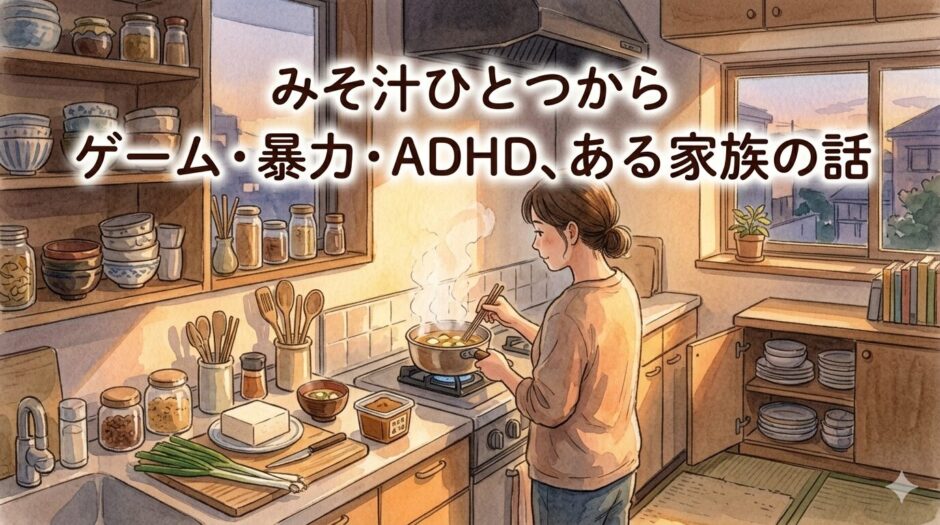 キッチンで味噌汁をつくるママ