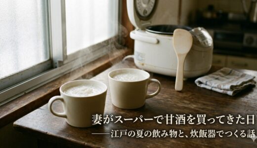 妻がスーパーで甘酒を買ってきた日——江戸の夏の飲み物と、炊飯器でつくる話