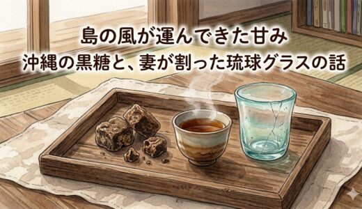 島の風が運んできた甘み——沖縄の黒糖と、妻が割った琉球グラスの話