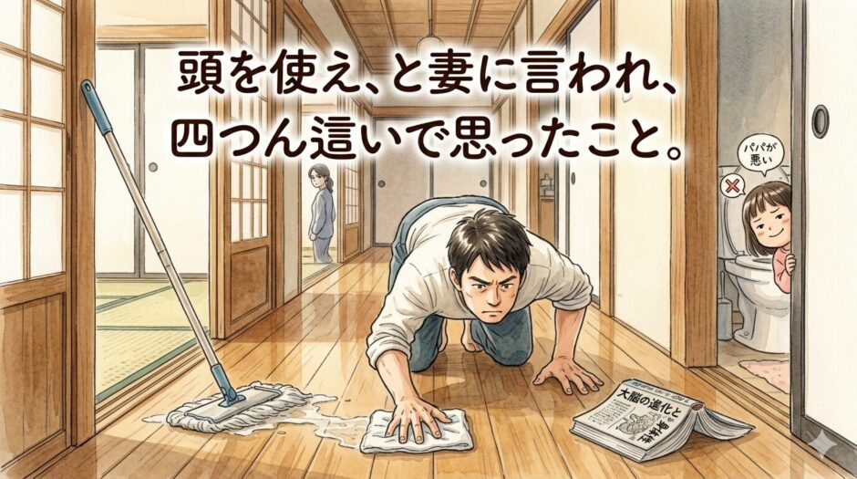 雑巾がけをする葉山