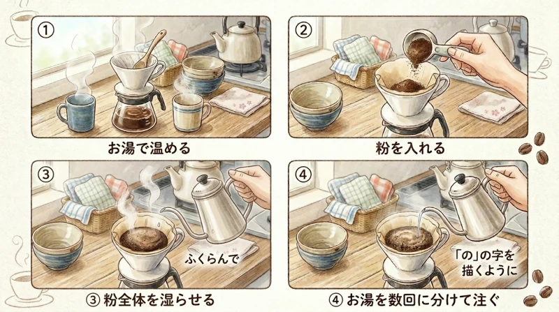 ハンドドリップの手順