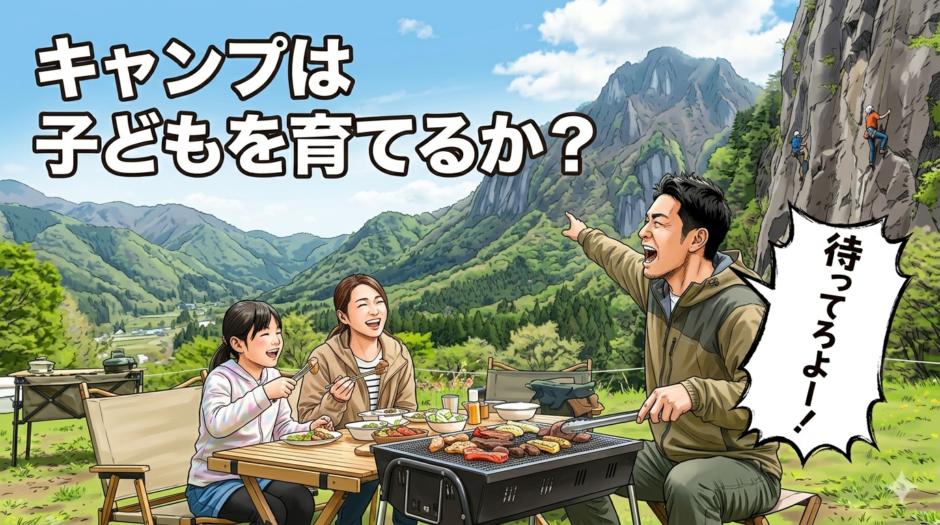 キャンプ場の親子