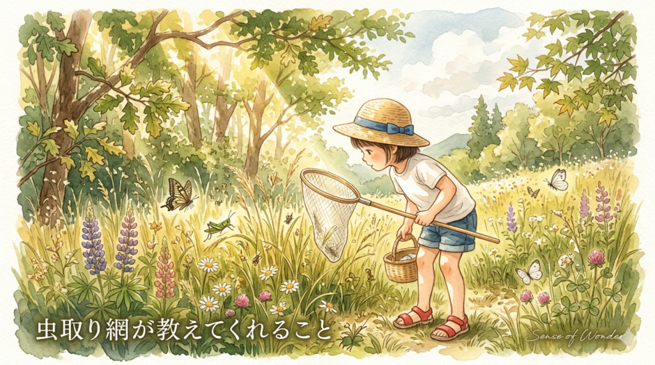 虫取り中の女の子