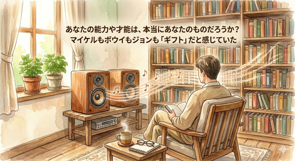 書斎で音楽を聴く男性