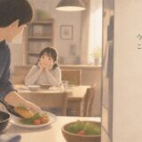 チキンソテーと娘と父