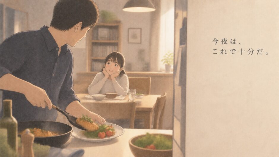 チキンソテーと娘と父