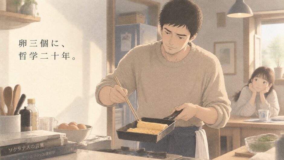 卵焼きを作る父
