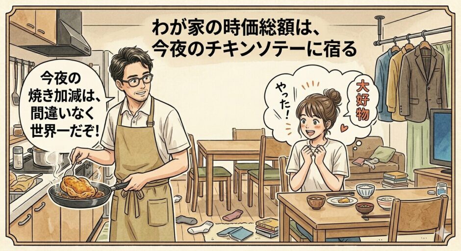 チキンソテーと娘と父