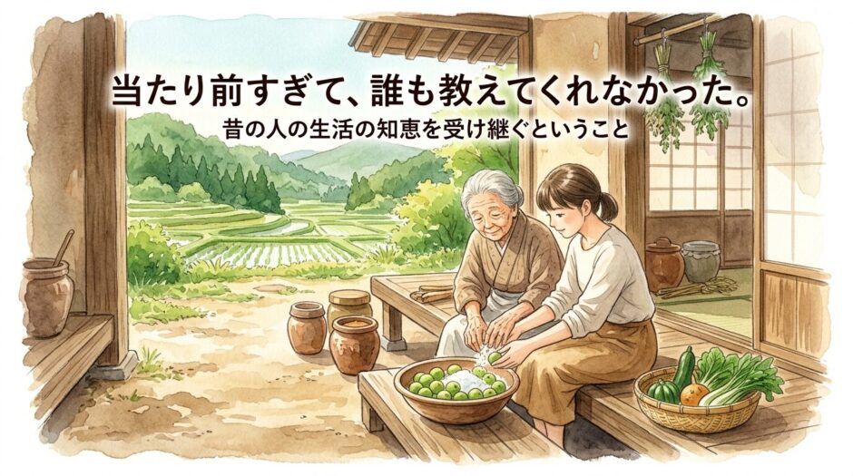 祖母から梅干しづくりを教わる孫