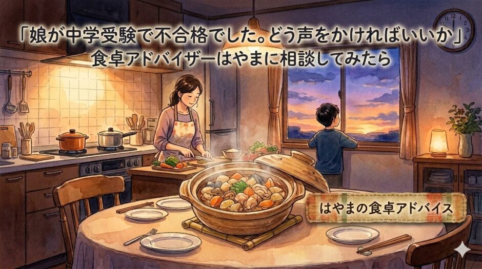夕飯の支度をする母と窓の外を見る息子