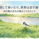 音楽を消して歩いたら、世界は音で満ちていた——河川敷の芝生が教えてくれたこと