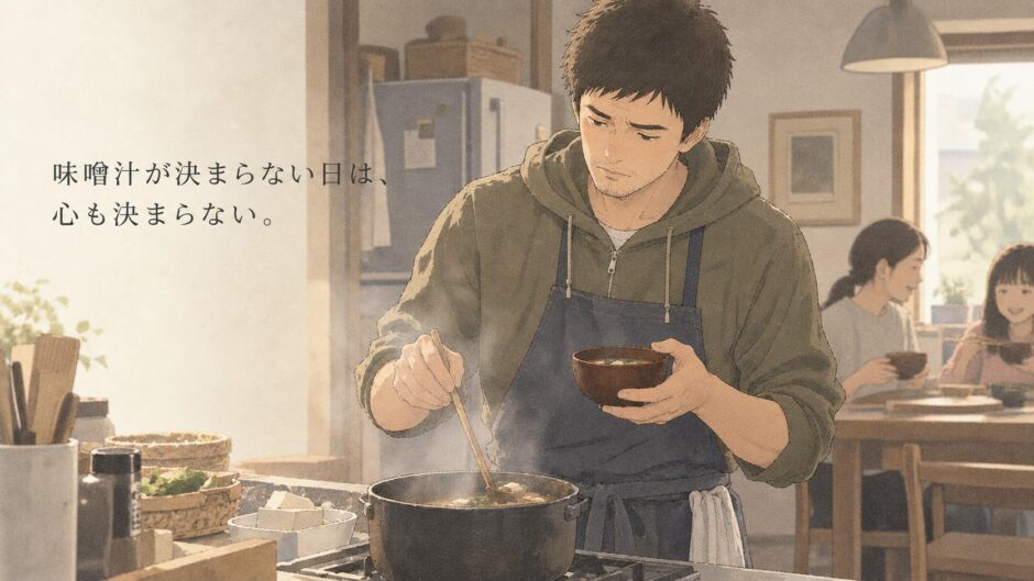 味噌汁を作る父