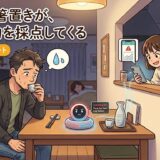 晩酌する父と箸置き