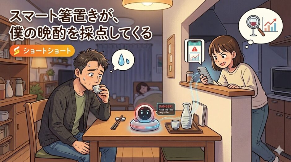晩酌する父と箸置き
