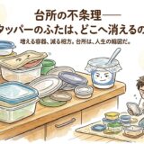 タッパーの蓋を探す男