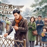 凶を引いた男が、境内でいちばん真剣だった