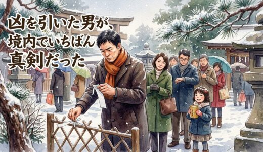 凶を引いた男が、境内でいちばん真剣だった