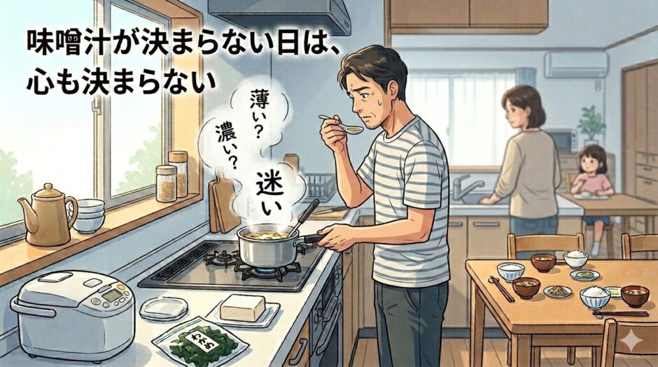味噌汁を作る父