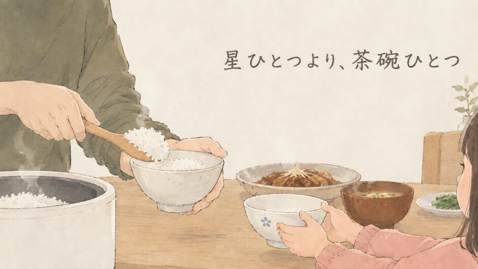 おかわりする娘