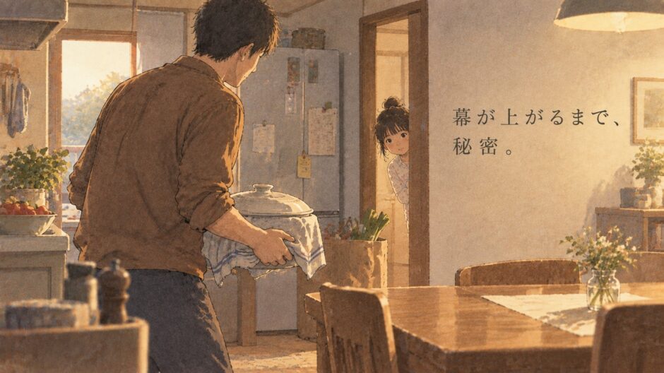 台所の父と娘