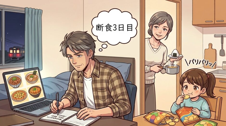 断食3日目の男