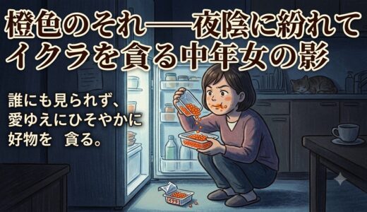 橙色のそれ——夜陰に紛れてイクラを貪る中年女の影