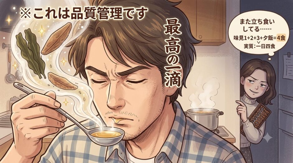 味見する父