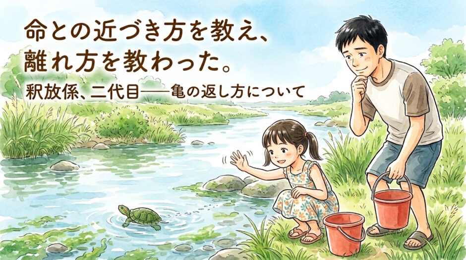 亀を川に返す娘