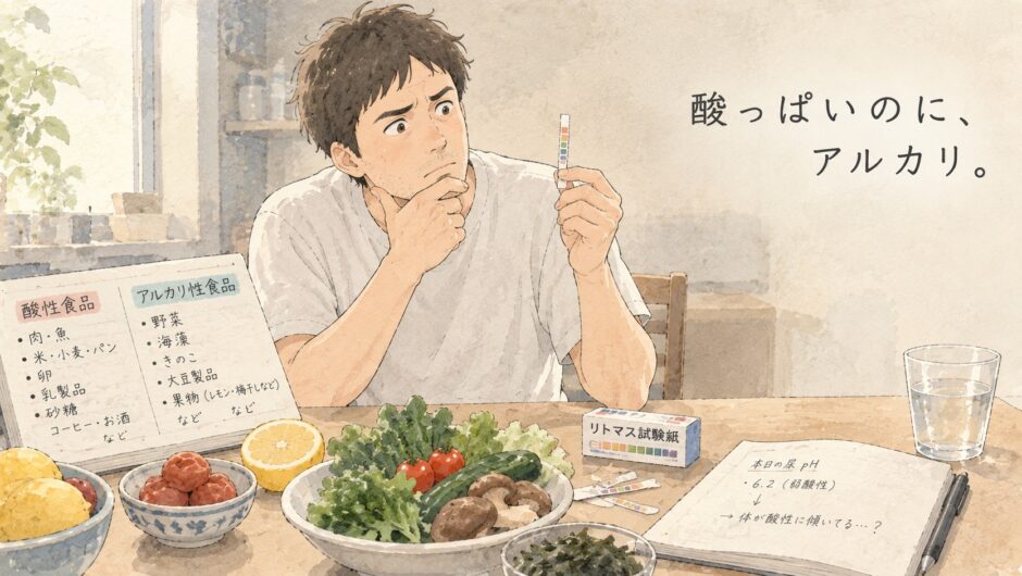 リトマス試験紙をチェックする男